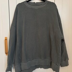 Aerie Dark Olive Green Crew Neck Sweatshirt